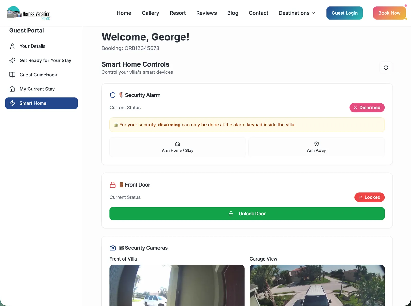 Heroes Vacation Home smart home controls