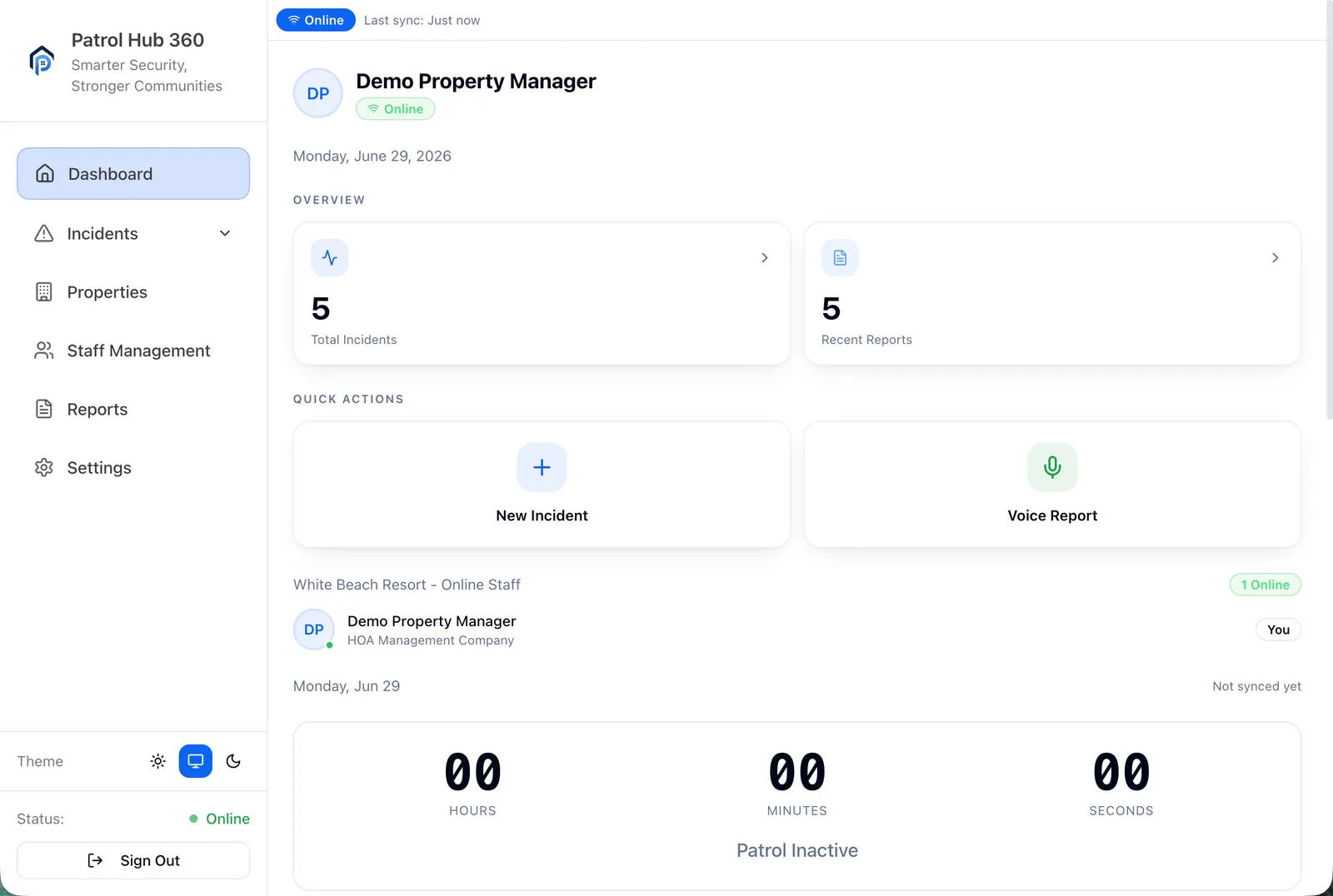 Patrol Hub 360 dashboard