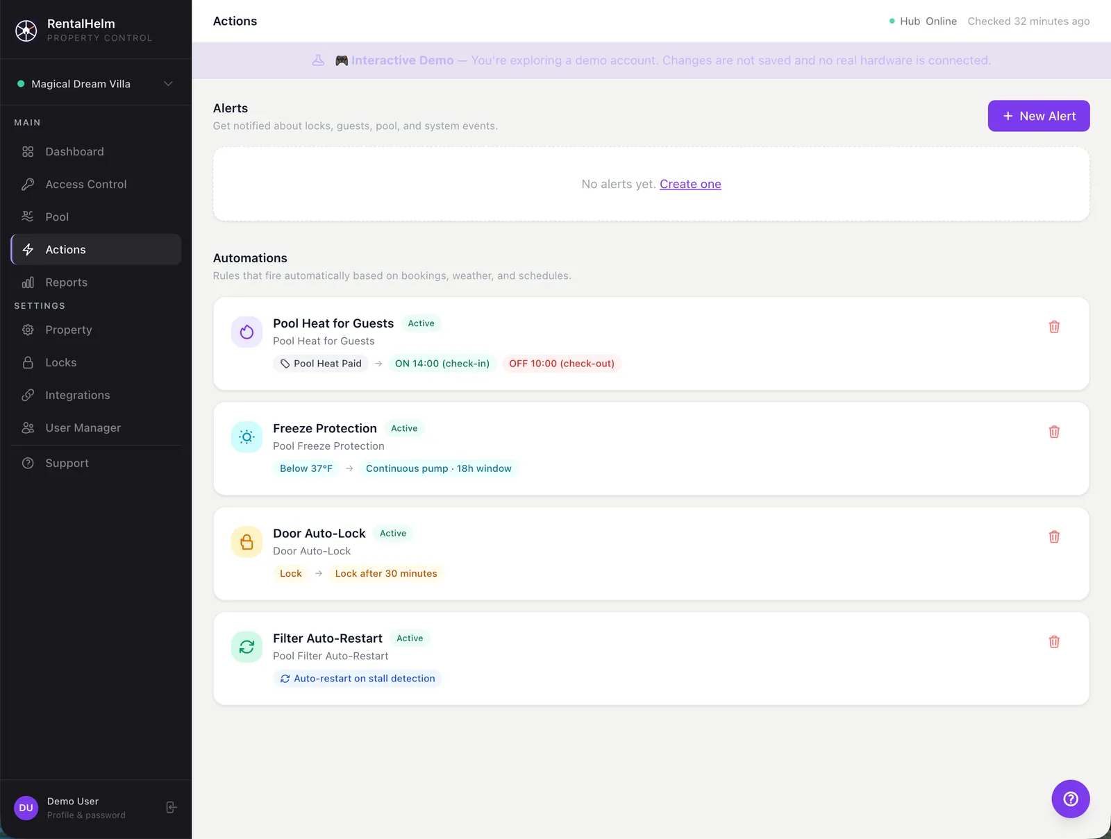 RentalHelm automations and alerts